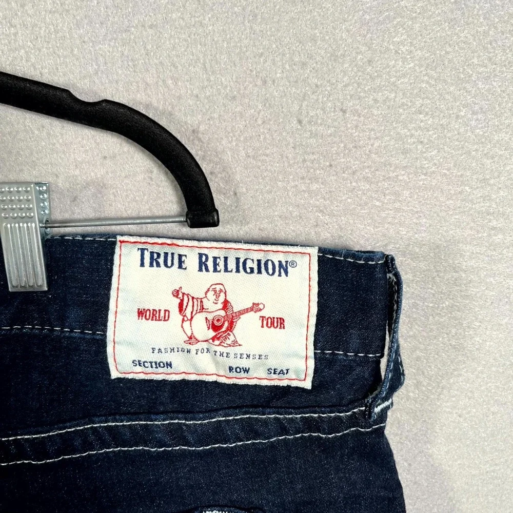 True Religion Jeans Mens 42 Blue Denim Dark Wash Cotton Stretch Skinny Leg